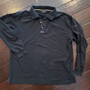 Black Burberry polo long sleeve shirt Size Large